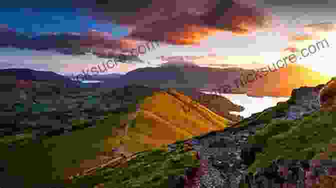 A Panoramic View From Wainwright Fell, Taken At Sunset, With Distant Mountains And A Lake In The Foreground. Fell Asleep: Spring Sleeping With Wainwright (Fell Asleep Sleeping With Wainwright)