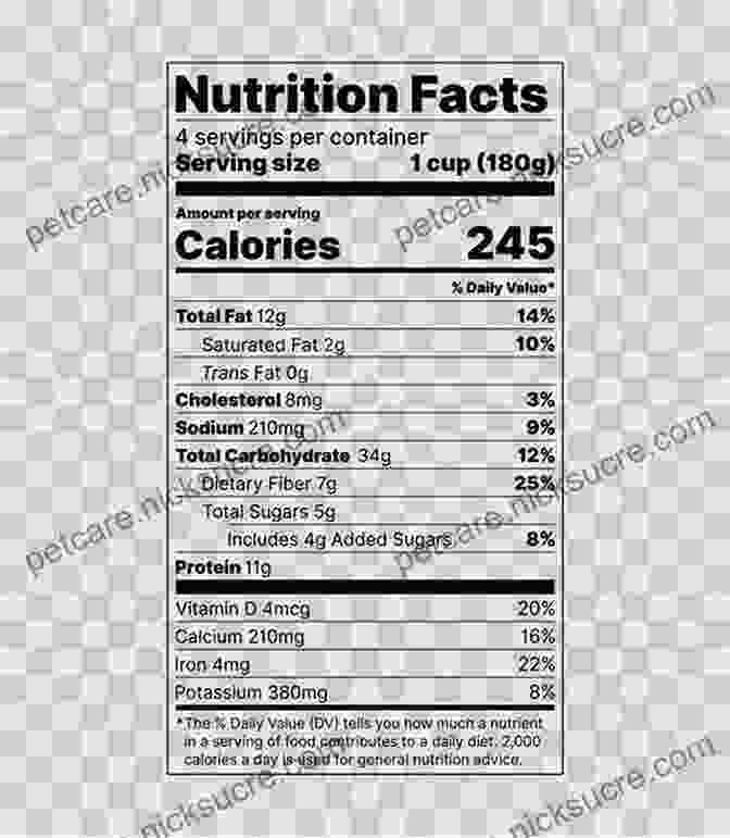 A Table Of Nutritional Information Low Oxalate Cookbook : Healthy Delicious Recipes Manage Step By Step And Reduce Inflammation Prevent Kidney Stones